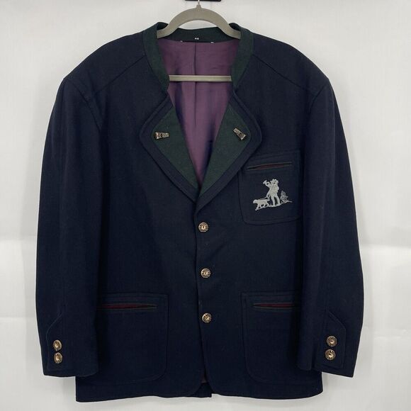 Vintage Classic Austrian Jacket Men's 48 Wool Tyrolean Traditional Folk Bavarian - Picture 1 of 12